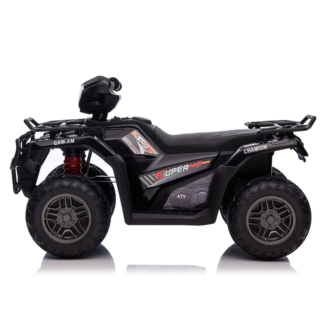 Electric 4-Wheeler Quad for Kids with MP3 & Headlights - 2 Speeds, 12V, Black