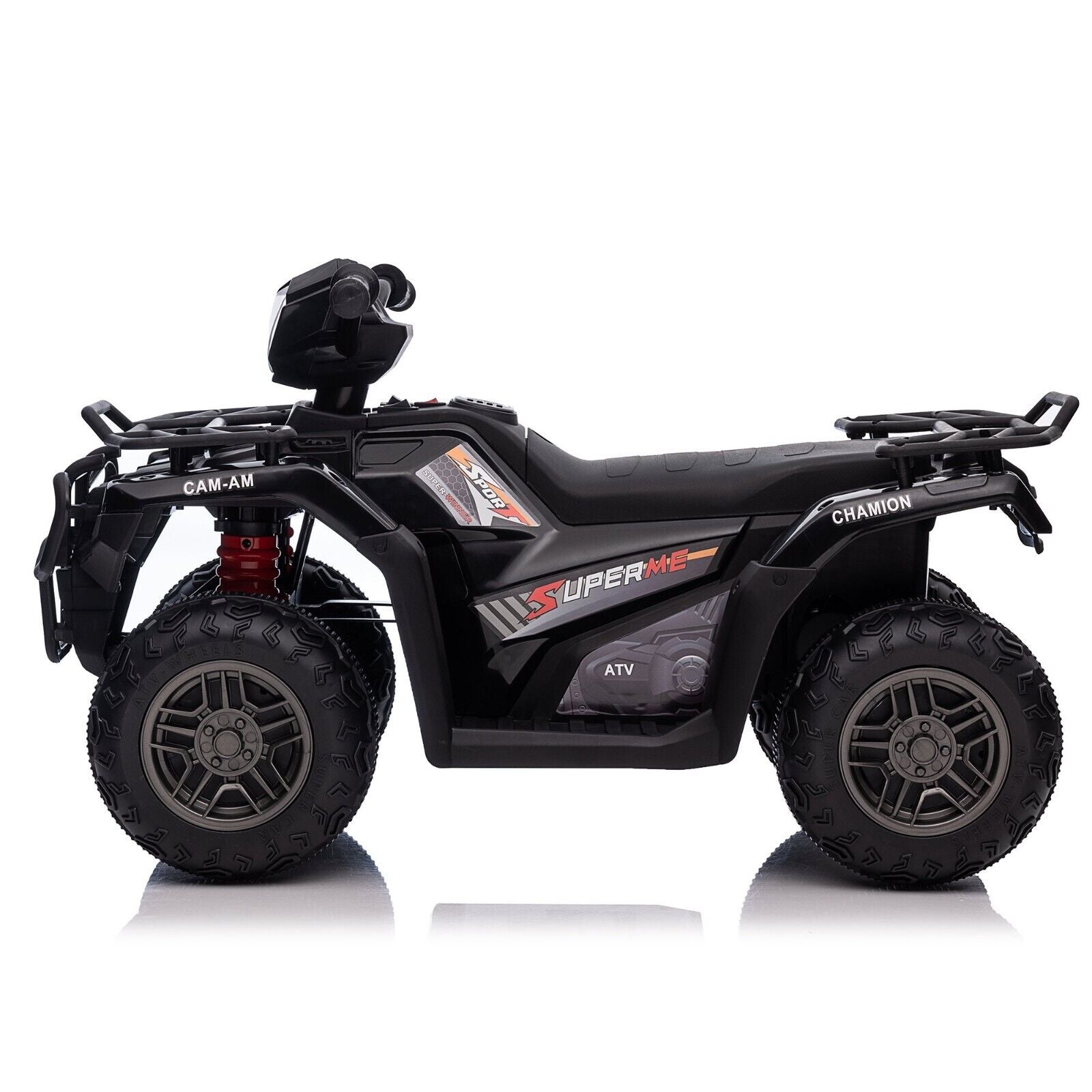 Electric 4-Wheeler Quad for Kids with MP3 & Headlights - 2 Speeds, 12V, Black
