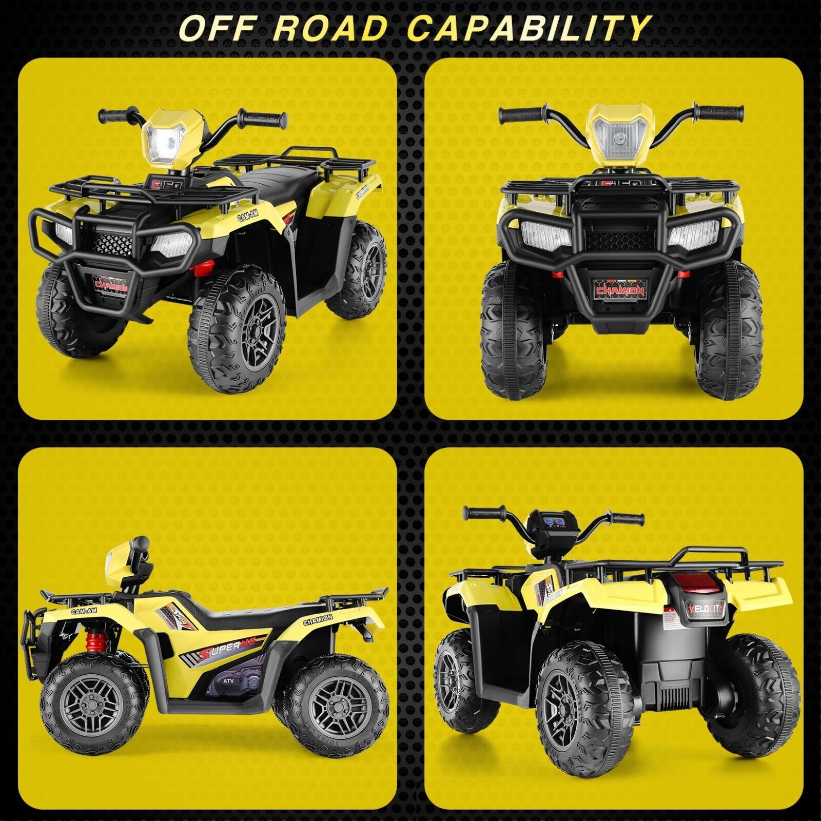 Electric Quad ATV Car for Kids with MP3 Player and 12V Battery - 4-Wheeler Truck with 2*30W Motors