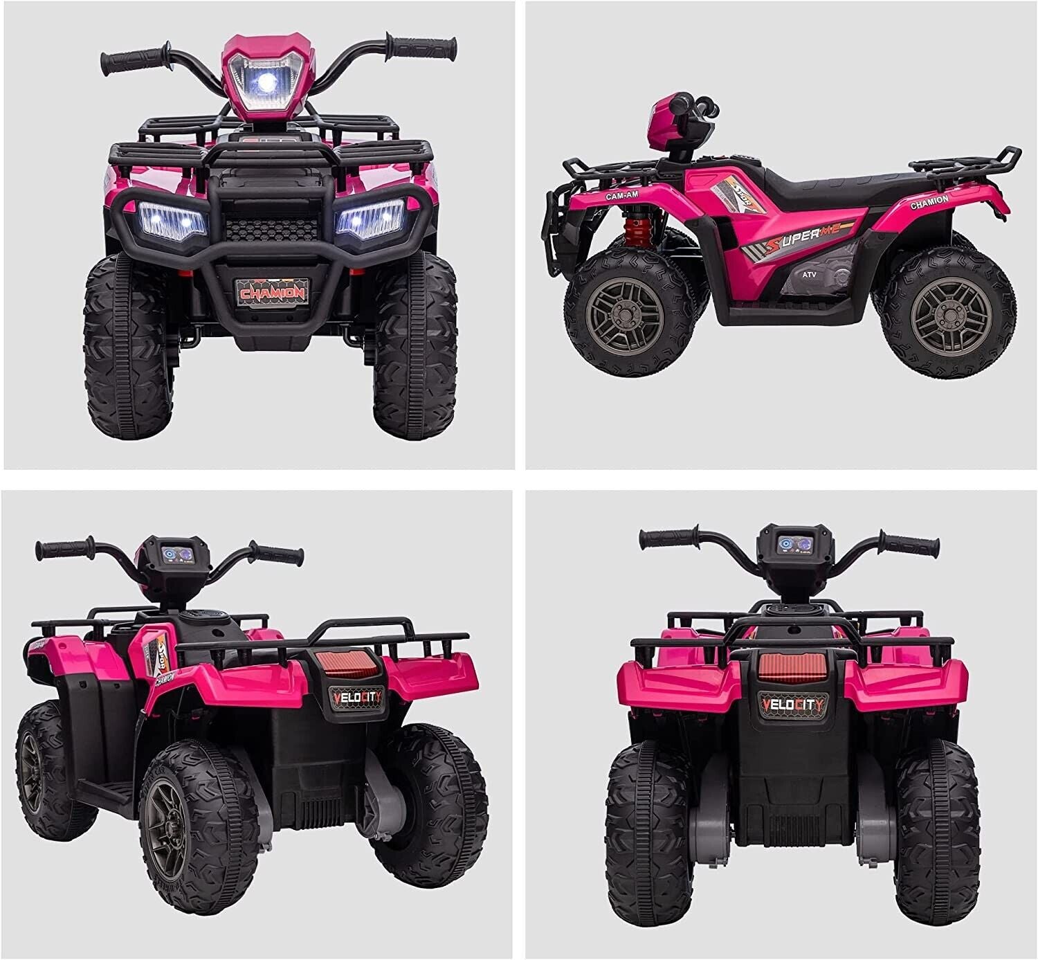 Electric 4-Wheeler Quad for Kids with MP3 and Headlights - 2 Speeds, Pink