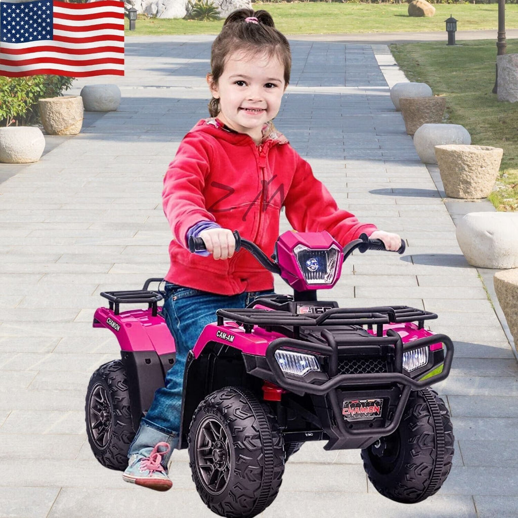 Electric 4-Wheeler Quad for Kids with MP3 and Headlights - 2 Speeds, Pink