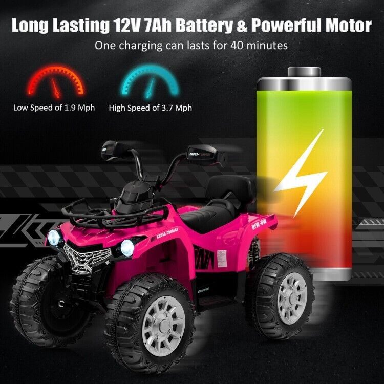 Electric 4-Wheeler Ride On ATV Quad for Kids with MP3 and Headlight in Pink