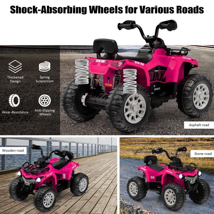 Electric 4-Wheeler Ride On ATV Quad for Kids with MP3 and Headlight in Pink