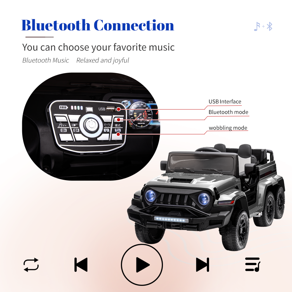 Electric 6-Wheel 24V Kids Ride On Car Truck with MP3, USB, LED Lights, and Remote Control
