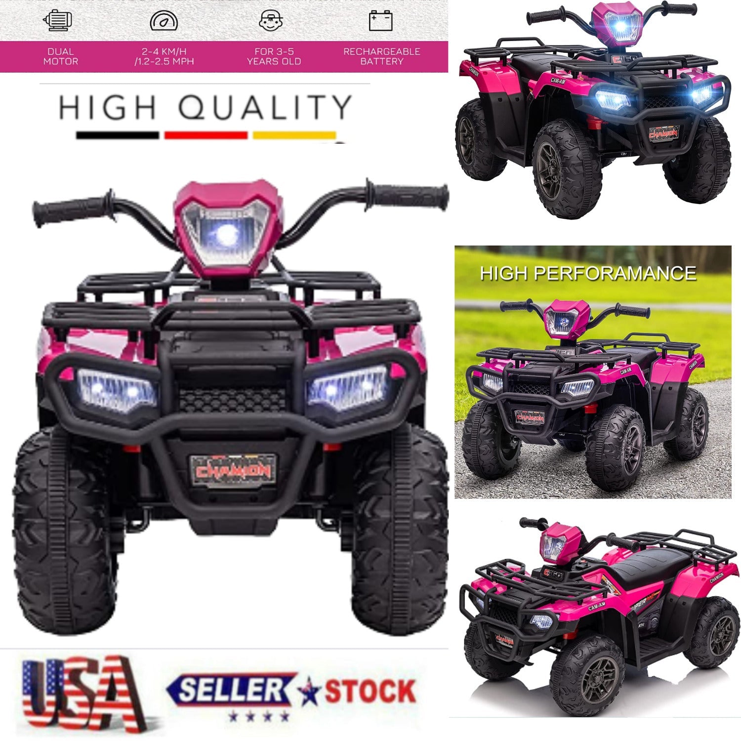 Electric ATV 4-Wheeler for Kids with USB and AUX Port - 12V Battery Powered Ride-On Car