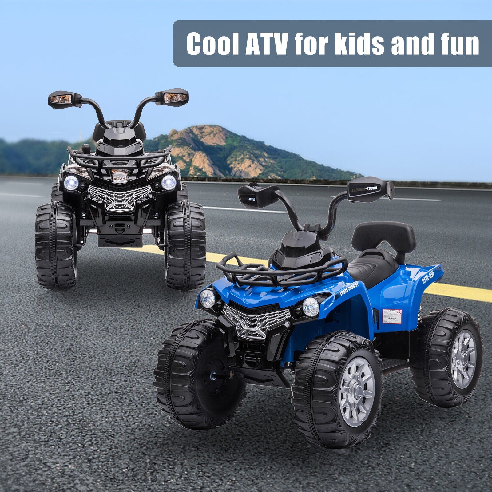 Electric ATV 4-Wheeler Quad Car Toy for Kids - 12V, 2 Speeds, Headlights, MP3 Compatible