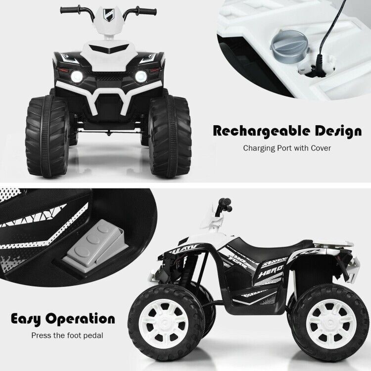Electric ATV for Kids with LED Lights and Treaded Tires - 12V Ride-On Adventure