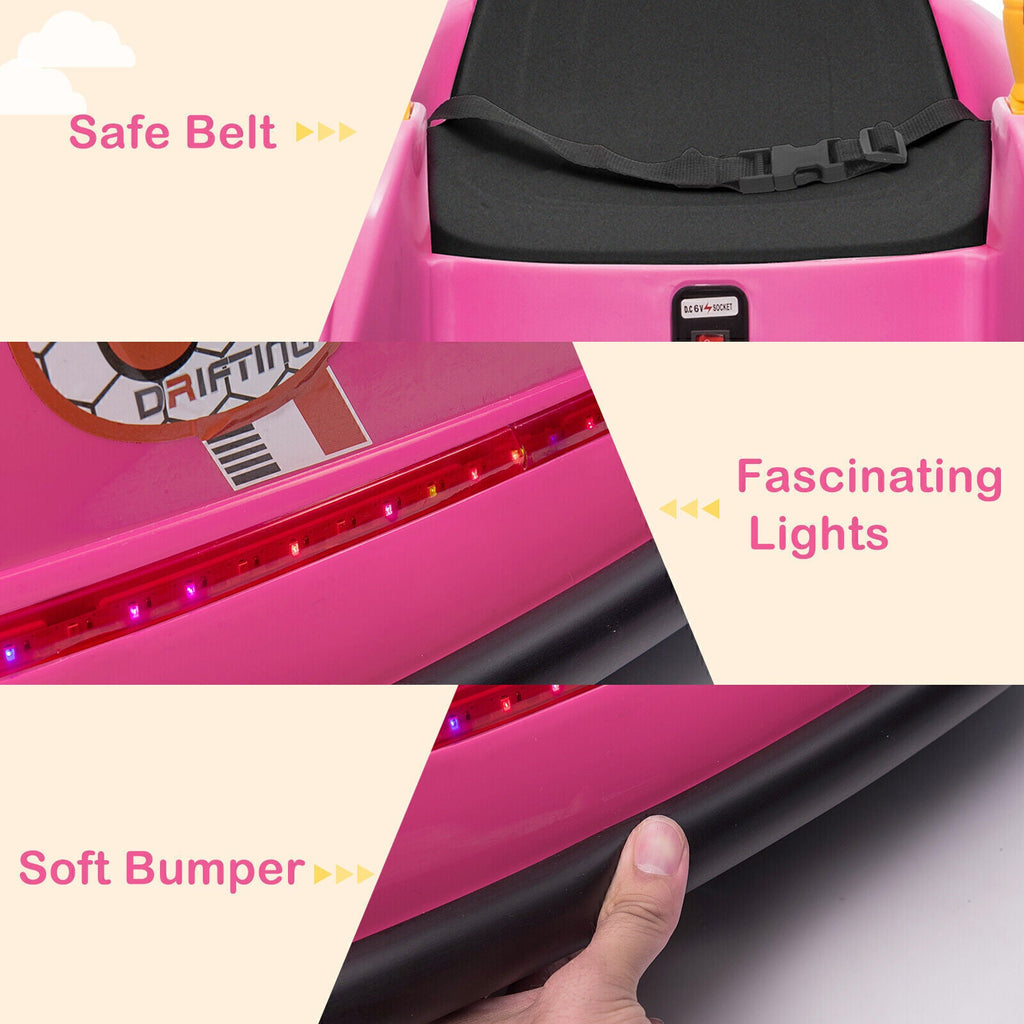 Electric Bumper Car for Kids with Lights, Music, and Parental Control - Pink/Blue