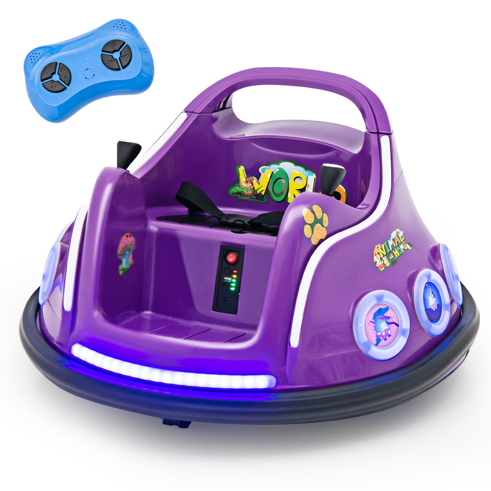 Electric Bumper Car for Kids with Remote Control, LED Lights, and Music