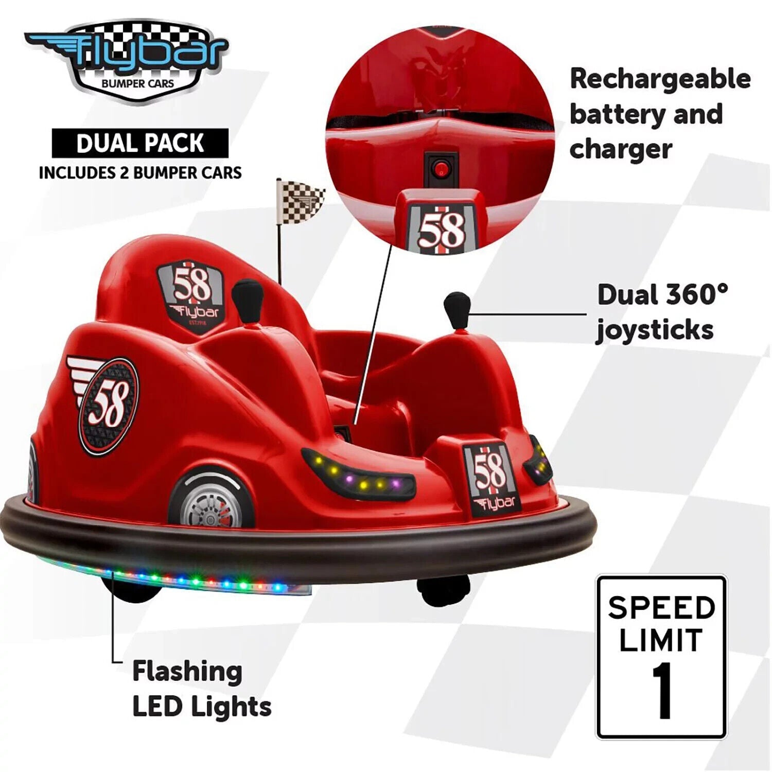 Electric Bumper Cars - Set of 2, Powered by 6-Volt Battery