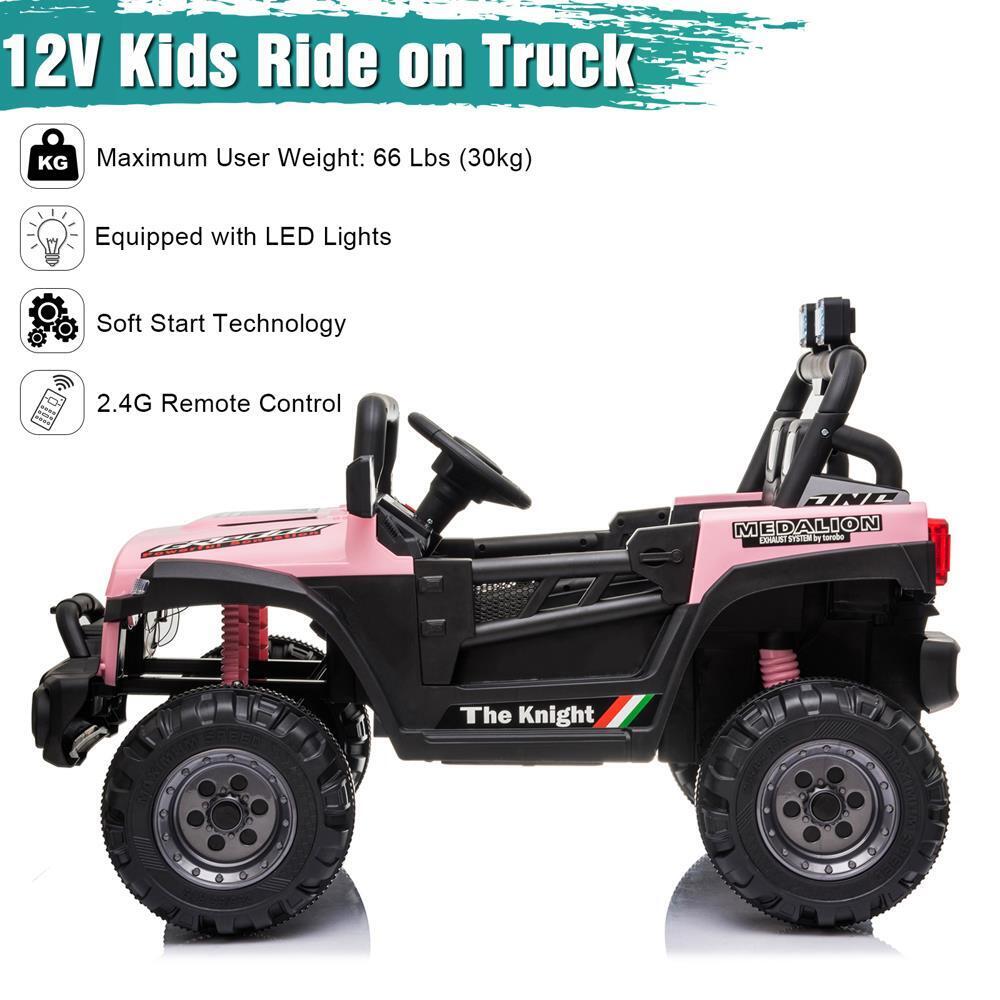 Electric Car with Adjustable Seat Belt and Rechargeable 12V Battery in Pink, with 3 Speed Options