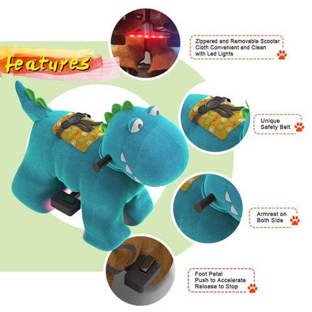 Electric Dinosaur Ride-On Toy with 6V Power and Wheeled Design