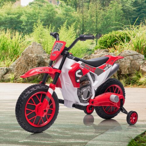 Electric Dirt Bike for Kids with Training Wheels - 12V Off-Road Ride-On Toy