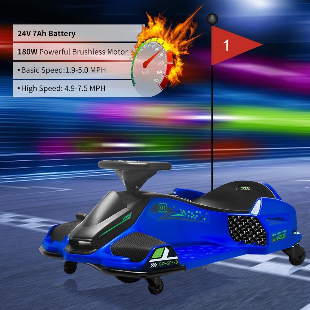 Electric Drifting Go-Kart for Kids with Music and LED Lights - 24V Ride-On Drift Car