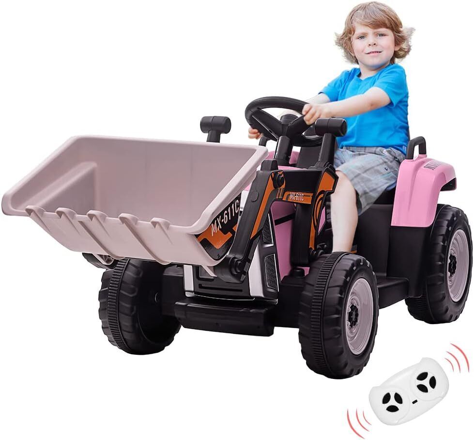 Electric Excavator Truck for Kids with 3 Speeds and Music - 12V Battery Powered Digger Ride-On