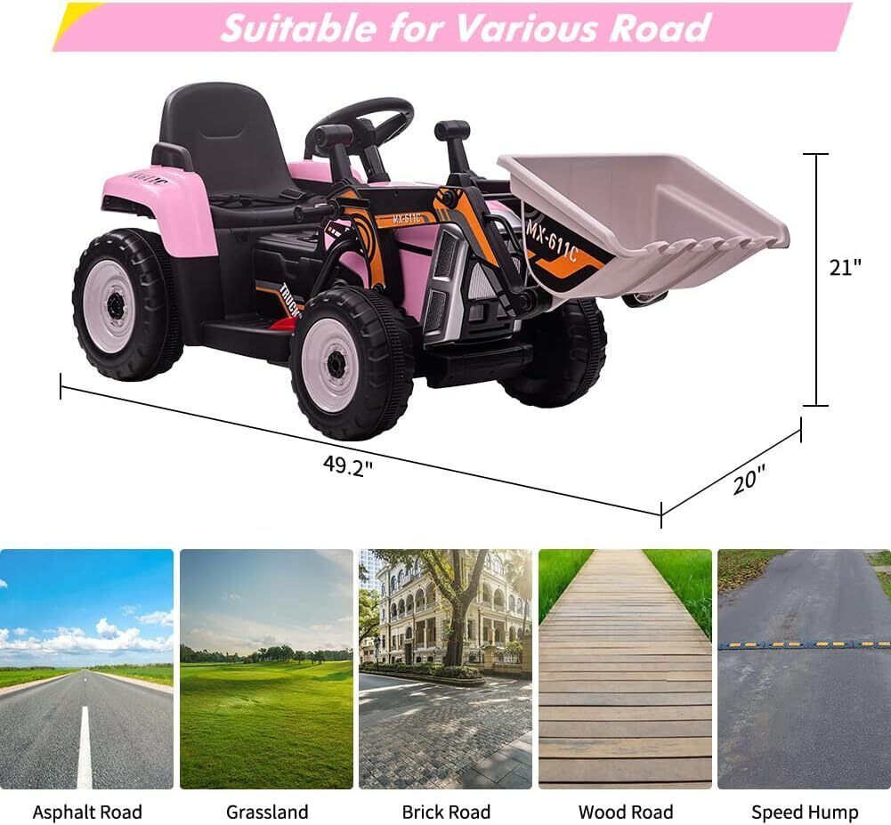 Electric Excavator Truck for Kids with 3 Speeds and Music - 12V Battery Powered Digger Ride-On