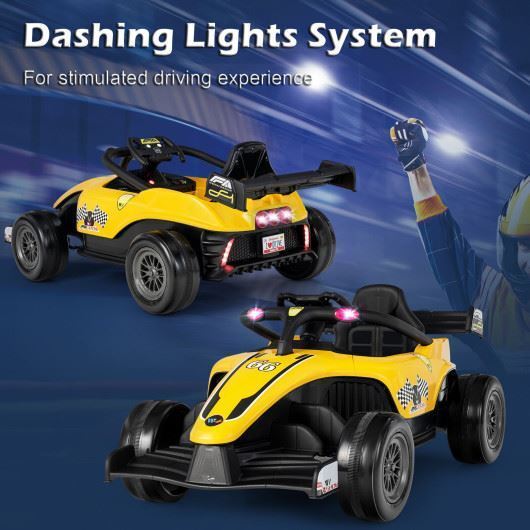 Electric Formula Racing Car for Kids with Remote Control - Yellow