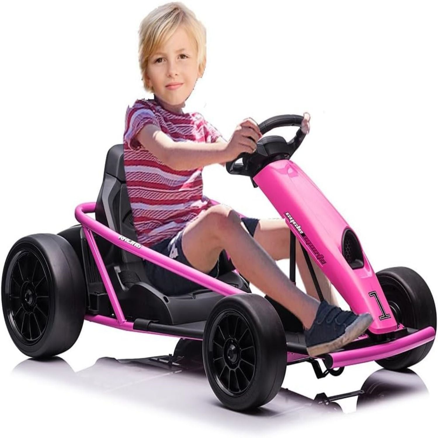 Electric Go Kart for Kids 8-12 Years - 300W*2 Motors, Music, 175LBS Capacity