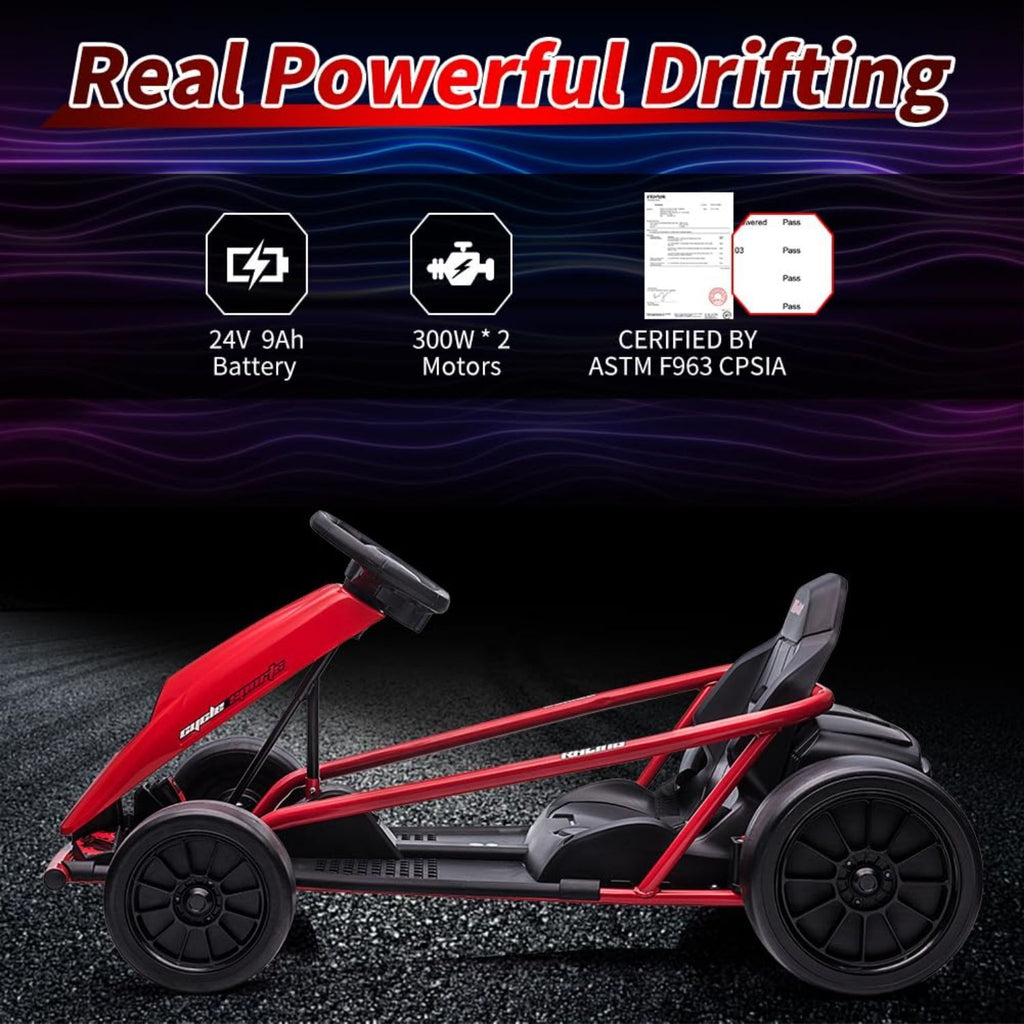 High-Speed Electric Go Kart for Kids - Perfect Racing Toy Gift (24V, 8MPH)