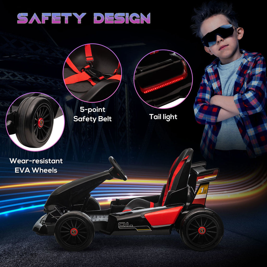 Electric Go Kart for Kids Ages 6-12 with Remote Control and Music Horn