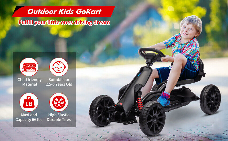 Electric Go Kart for Kids with 2 Speeds and EVA Wheels - 12V Battery Powered Ride On Car