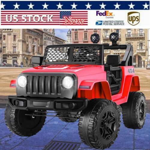 Electric Jeep Toy Car with 3 Speeds, Music, RC, USB, and Bluetooth - Perfect for Kids!