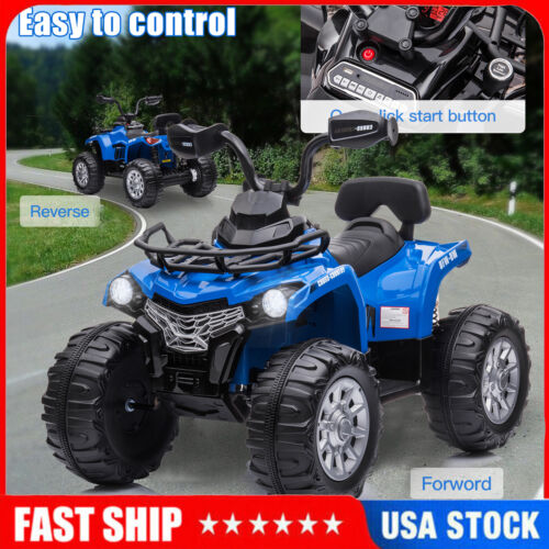 Electric Kids ATV Ride On Car with Music and LED Lights - Black Quad 4-Wheeler for Endless Fun