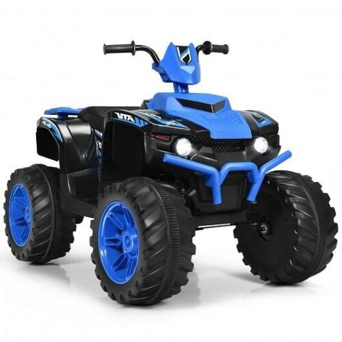 Electric Kids ATV with LED Lights and Treaded Tires - Navy Blue