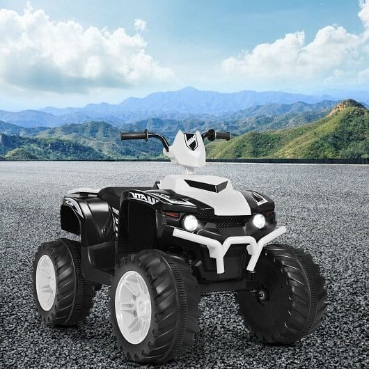 Electric Kids ATV with LED Lights and Treaded Tires - White