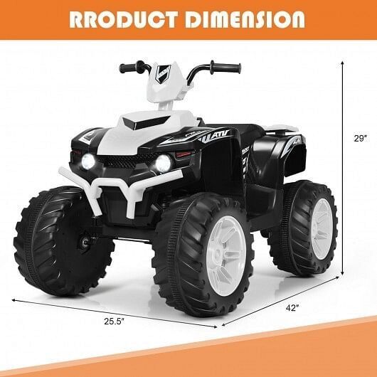 Electric Kids ATV with LED Lights and Treaded Tires - White