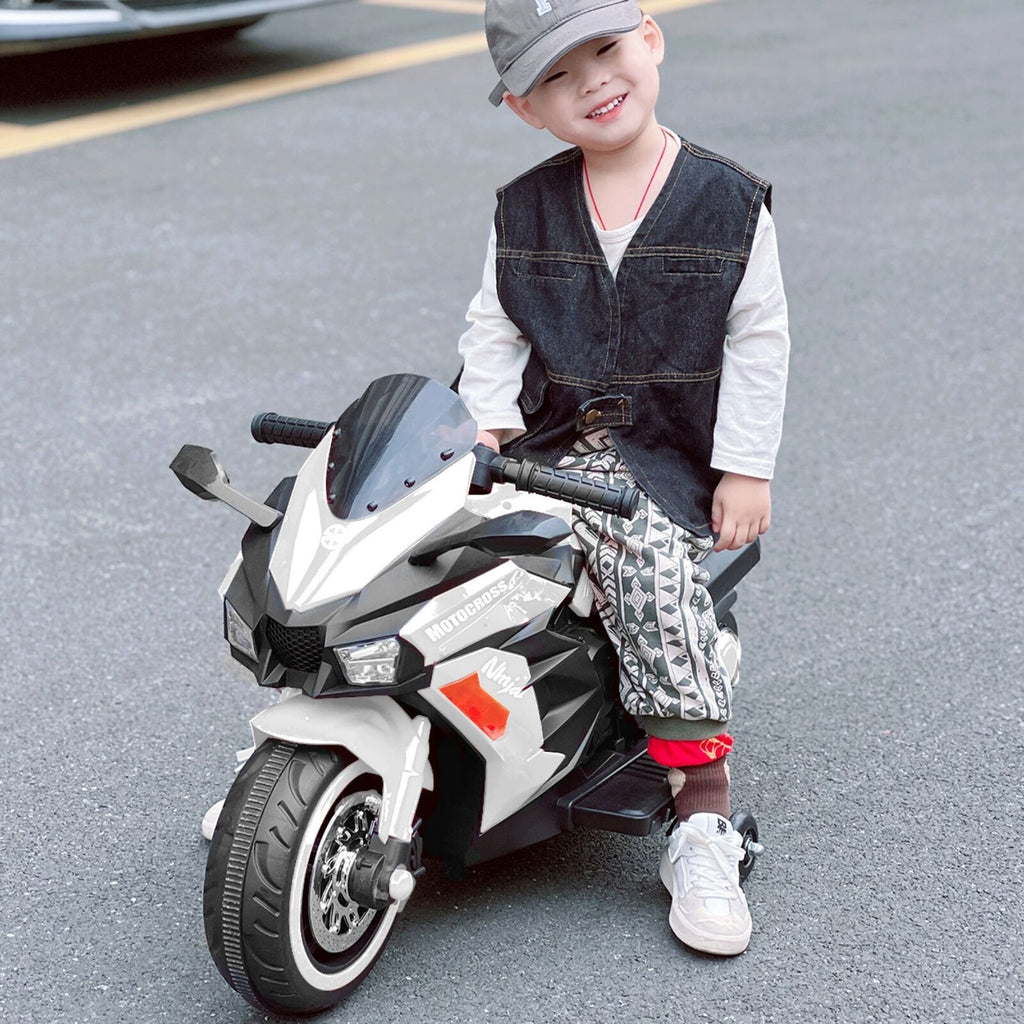 Electric Kids Motorbike with Rechargeable Battery - White