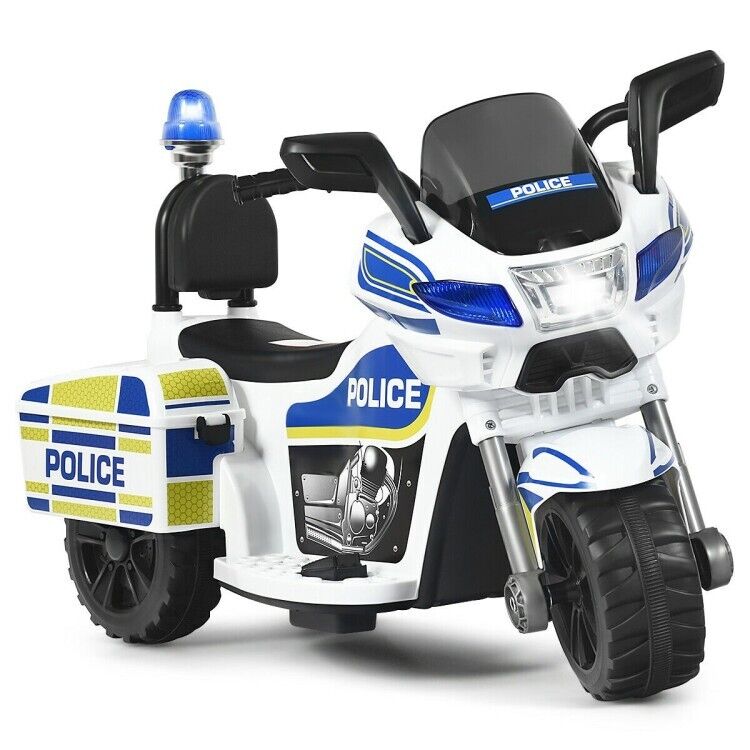 Electric Kids Police Ride On 3 Wheel Motorcycle with MP3 Player - Toddler Car Toy