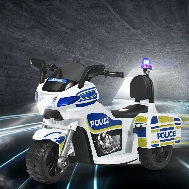Electric Kids Police Ride On 3 Wheel Motorcycle with MP3 Player - Toddler Car Toy