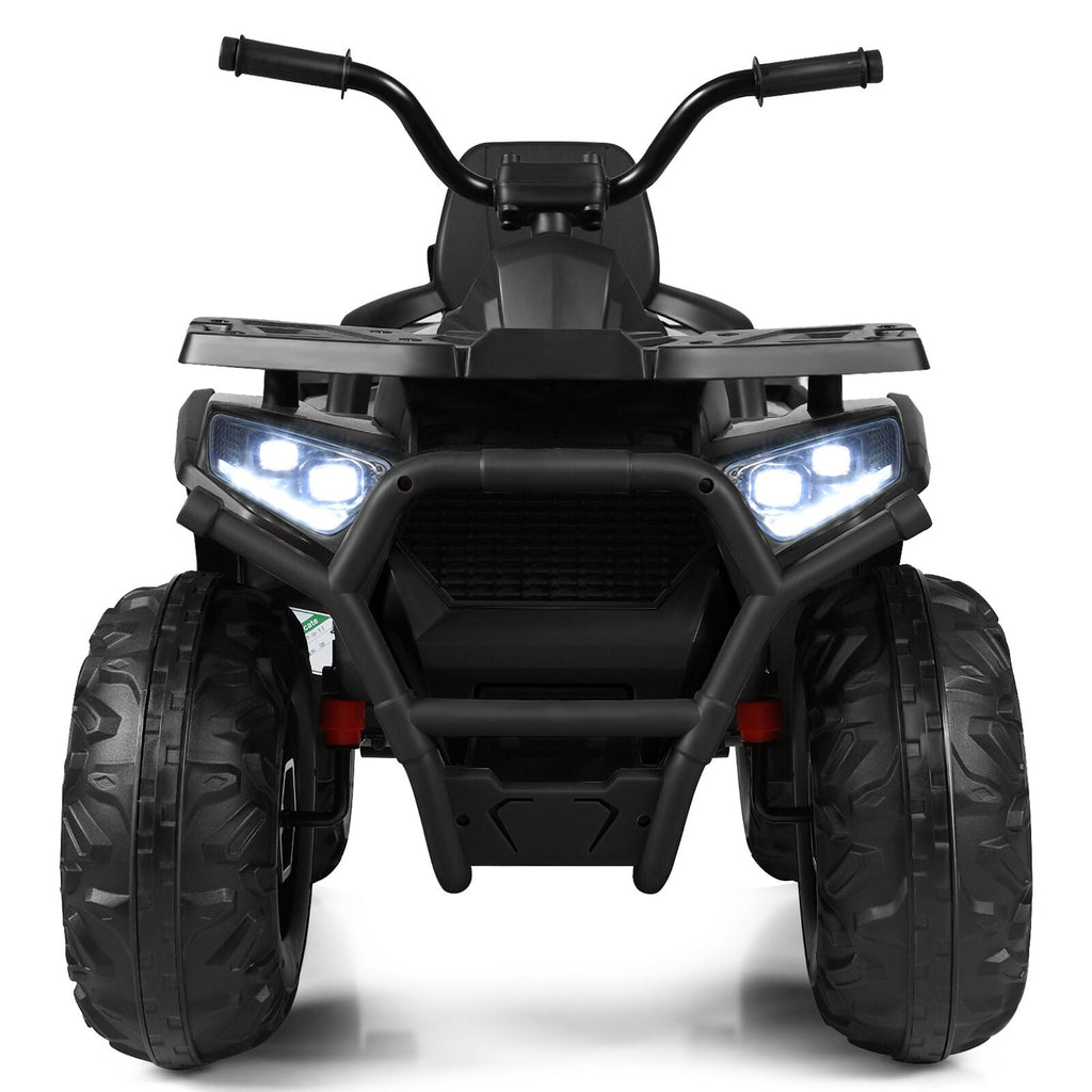 Electric Kids Ride On ATV 4-Wheeler Quad with LED Lights in Black - 12V