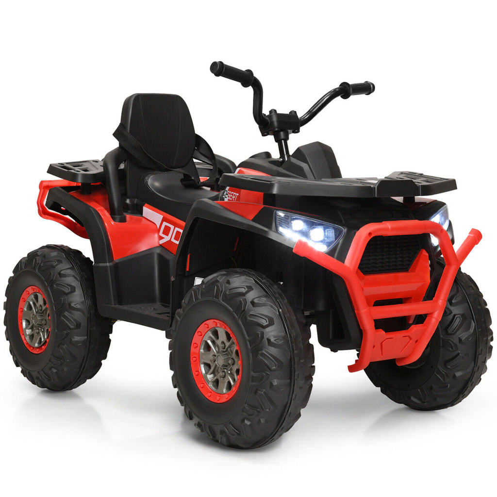 Electric Kids Ride On ATV 4-Wheeler Quad with LED Lights in Black/Red/White