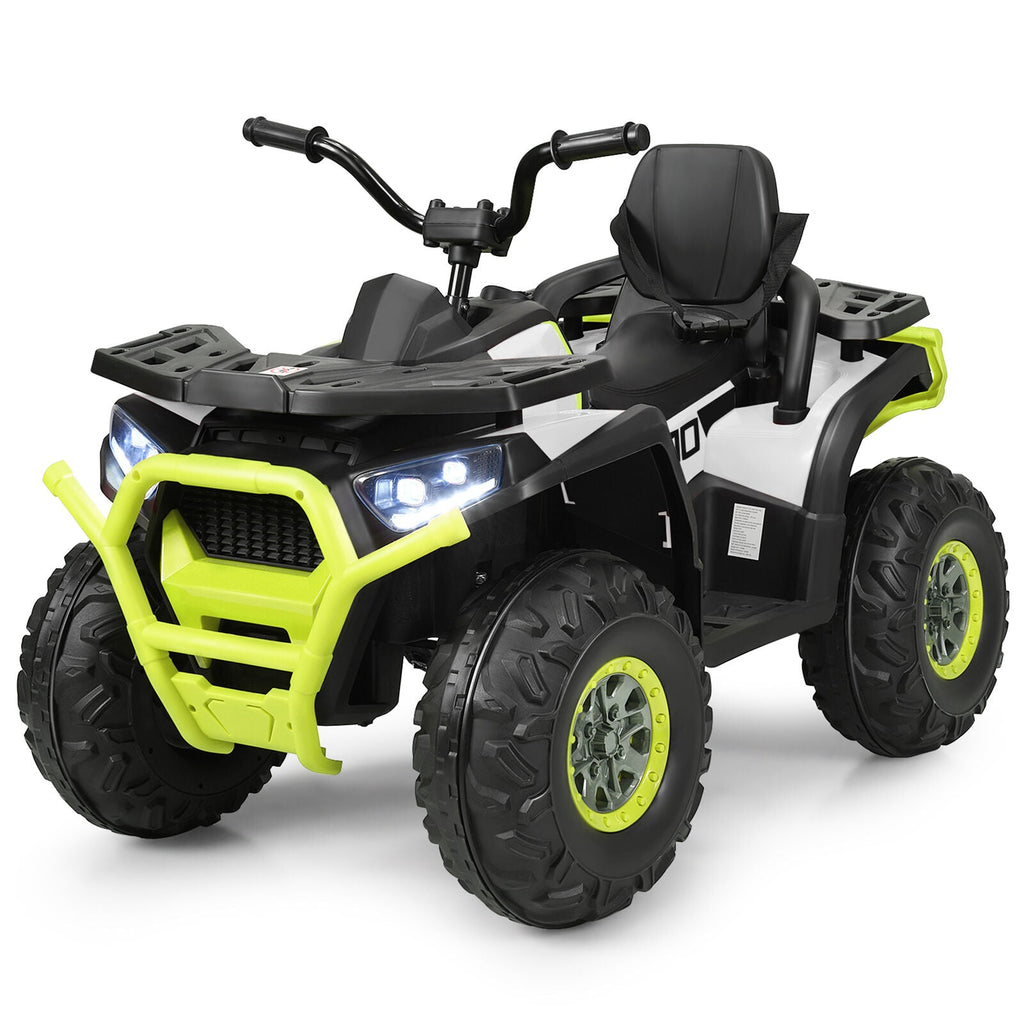 Electric Kids Ride On ATV 4-Wheeler Quad with LED Lights in White - 12V