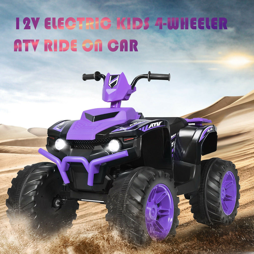 Electric Kids Ride On ATV 4-Wheeler Quad with Music and LED Light - Purple