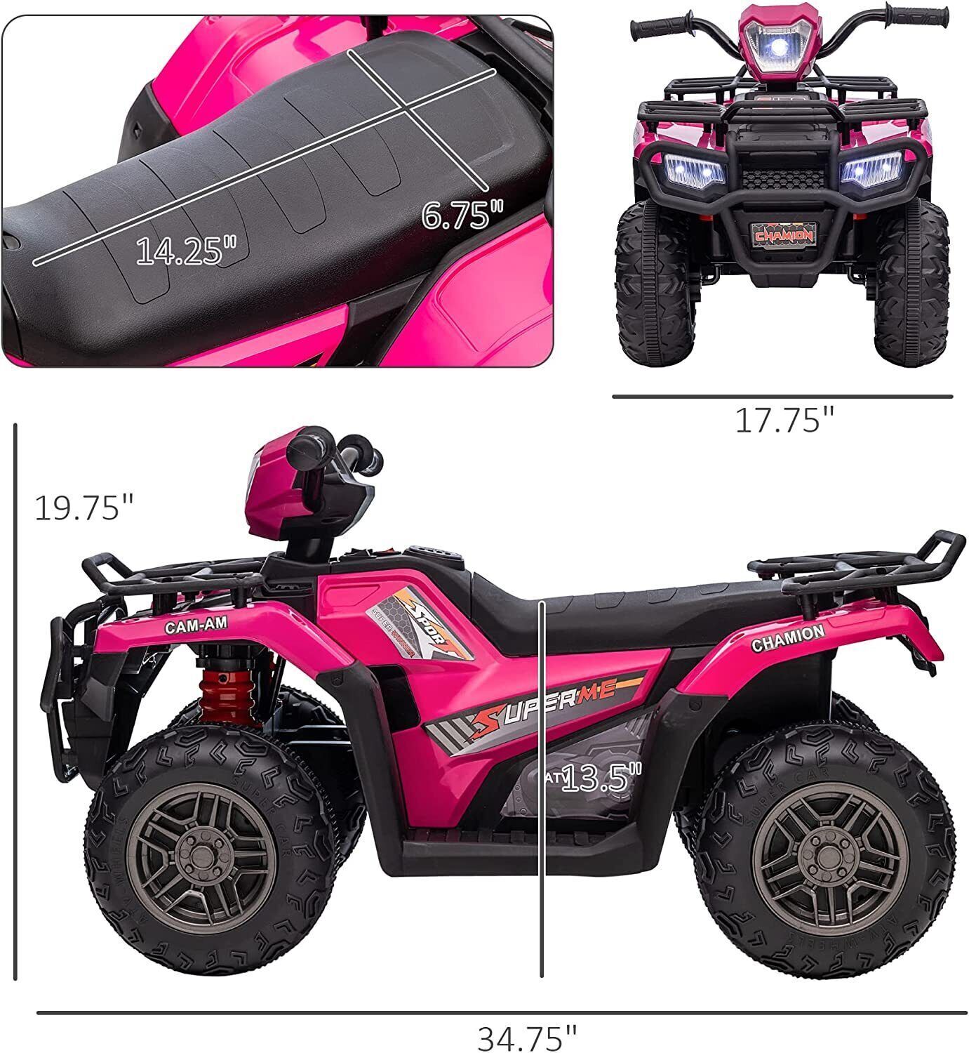 Electric Kids Ride On ATV 4-Wheeler Quad with Music and LED Lights - Perfect Gift for Children
