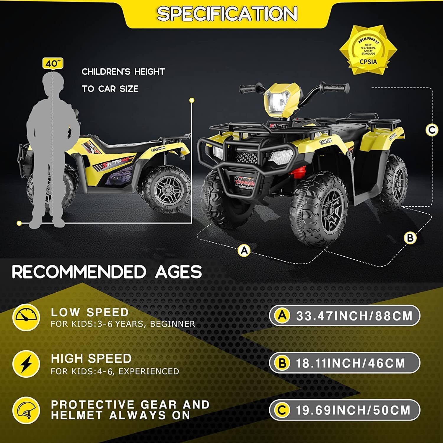 Electric Kids Ride On ATV 4-Wheeler Quad with Music and LED Lights - Perfect Gift for Kids!