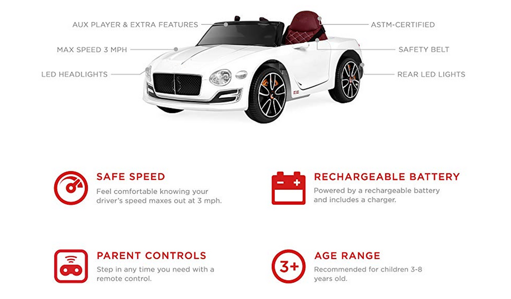 12V Bentley Style Kids Ride On Electric Car with 2.4G Remote Control