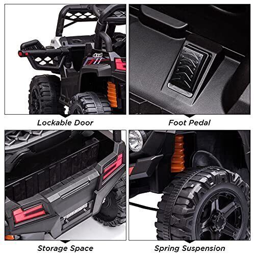 Electric Kids Ride-On Car Truck Toy with 3 Speeds, MP3 Player, LED Lights, and Remote Control - Perfect Xmas Gift!