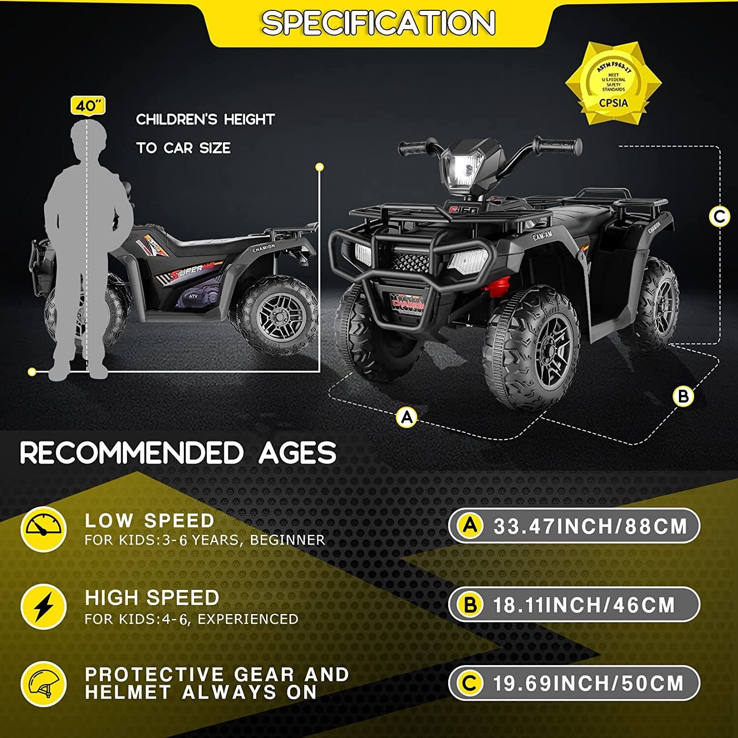 Electric 4-Wheeler ATV Quad for Kids with LED Lights, USB and MP3 Compatibility - Ideal for Boys and Girls