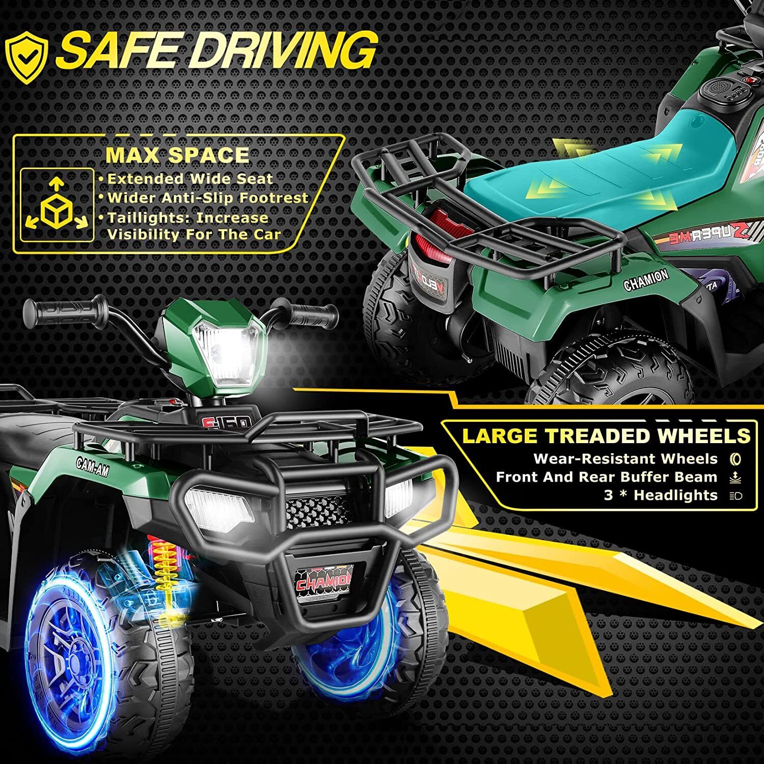 Electric 4-Wheeler ATV Quad for Kids with LED Lights, USB and MP3 Compatibility - Ideal for Boys and Girls