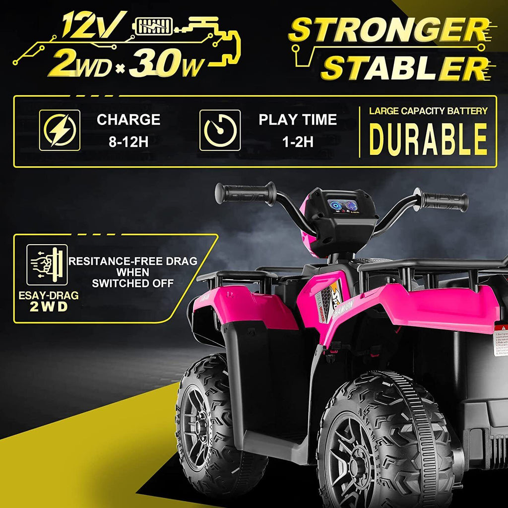 Electric 4-Wheeler ATV Quad for Kids with LED Lights, USB and MP3 Compatibility - Ideal for Boys and Girls