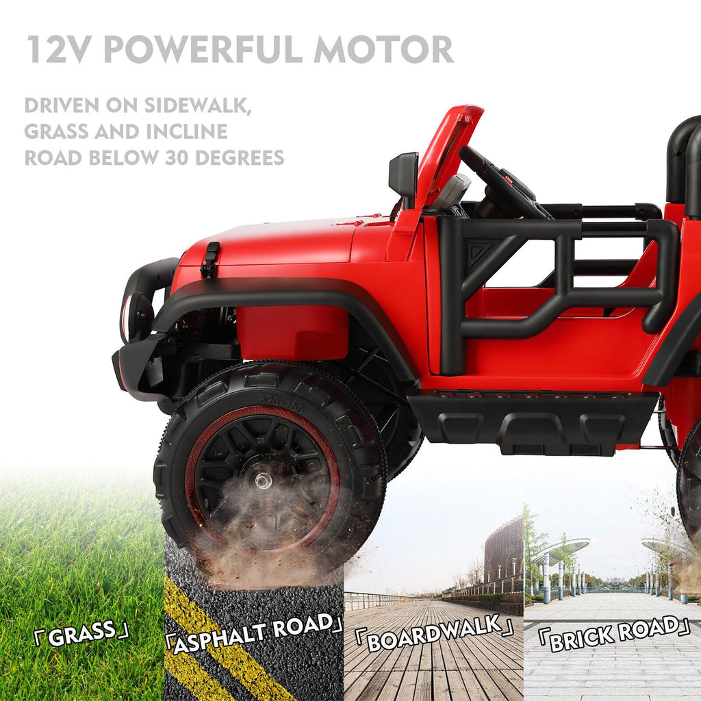 Electric Kids Ride-On Car Truck with MP3, LED Lights, Remote Control - 3 Speeds and Cover Included