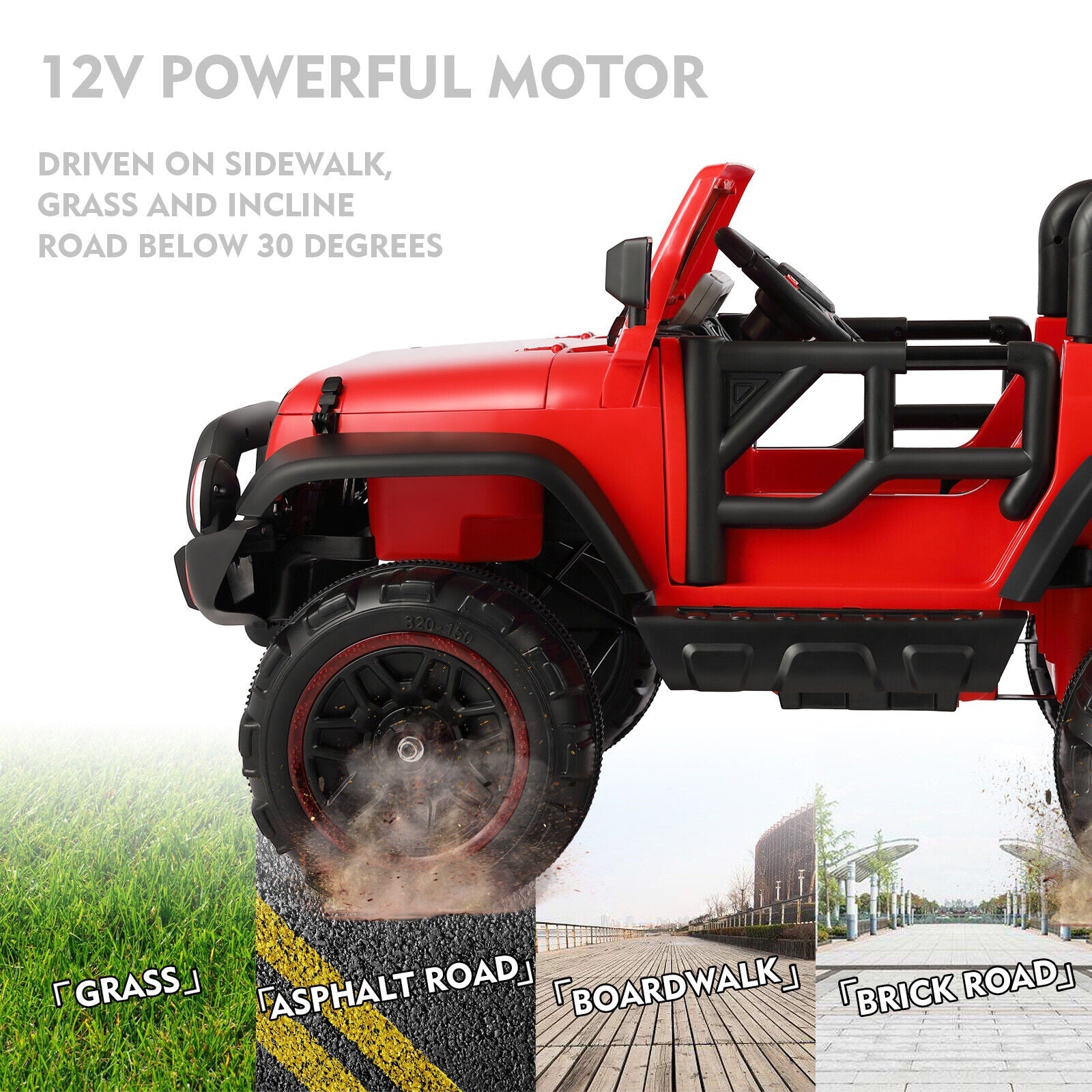 Electric Kids Ride-On Car Truck with MP3, LED Lights, Remote Control - 3 Speeds and Cover Included