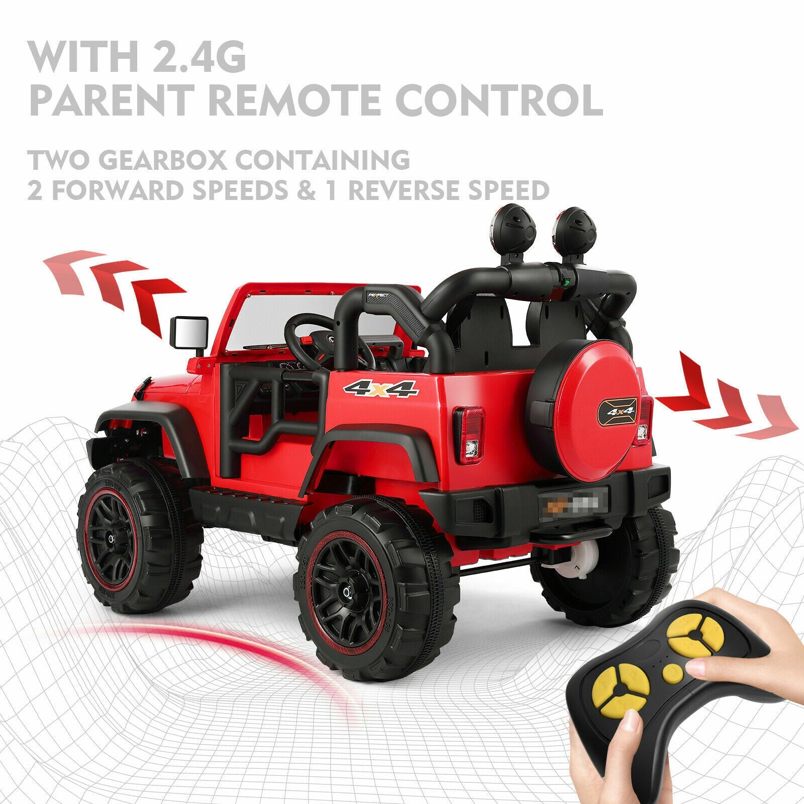 Electric Kids Ride-On Car Truck with MP3, LED Lights, Remote Control - 3 Speeds and Cover Included