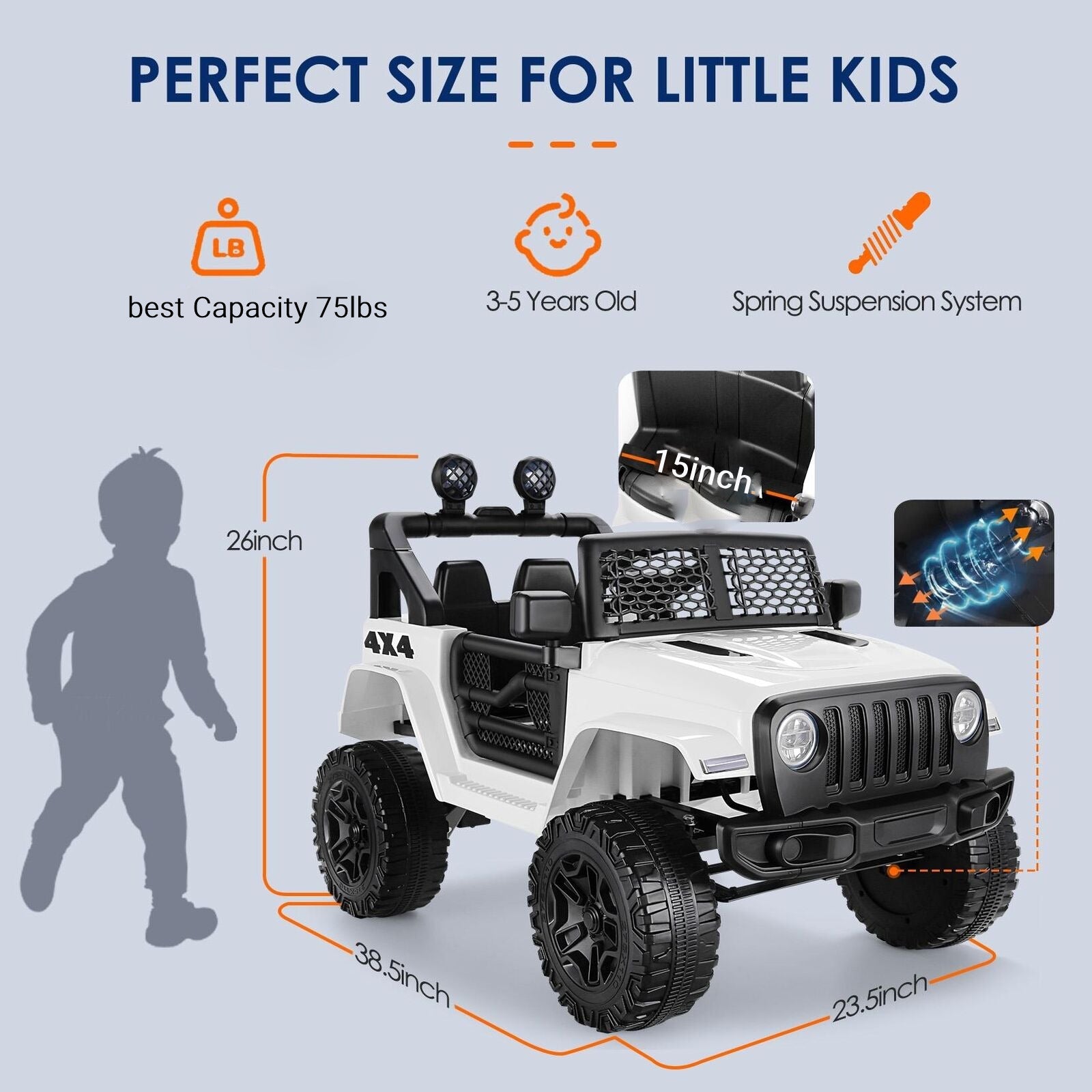 Electric Kids Ride On Car with MP3 Player - 12V 7Ah Battery Powered, 2 Seater Design