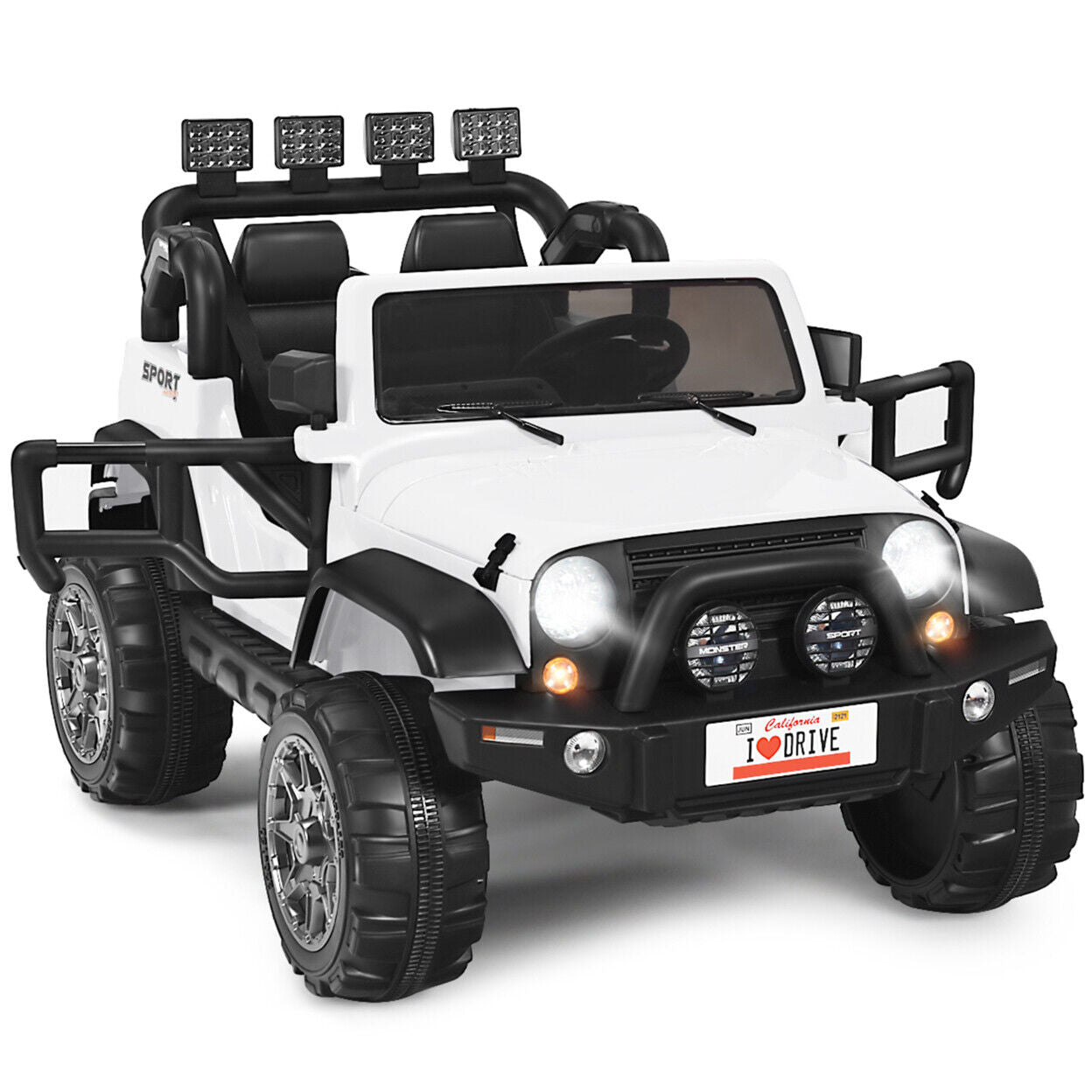 Electric Kids Ride On Car with Remote Control and Music - Storage Box Included