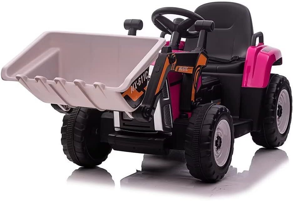 Electric Kids Ride-On Excavator with Remote Control - Rose Red